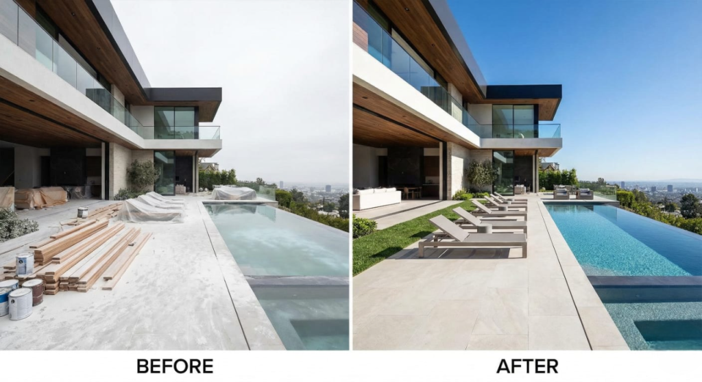 High-end residential construction cleanup in Malibu